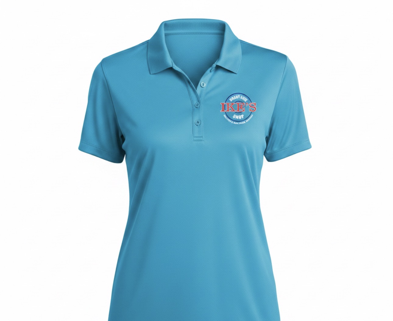 Teal Polo,Embroidered Ike's logo